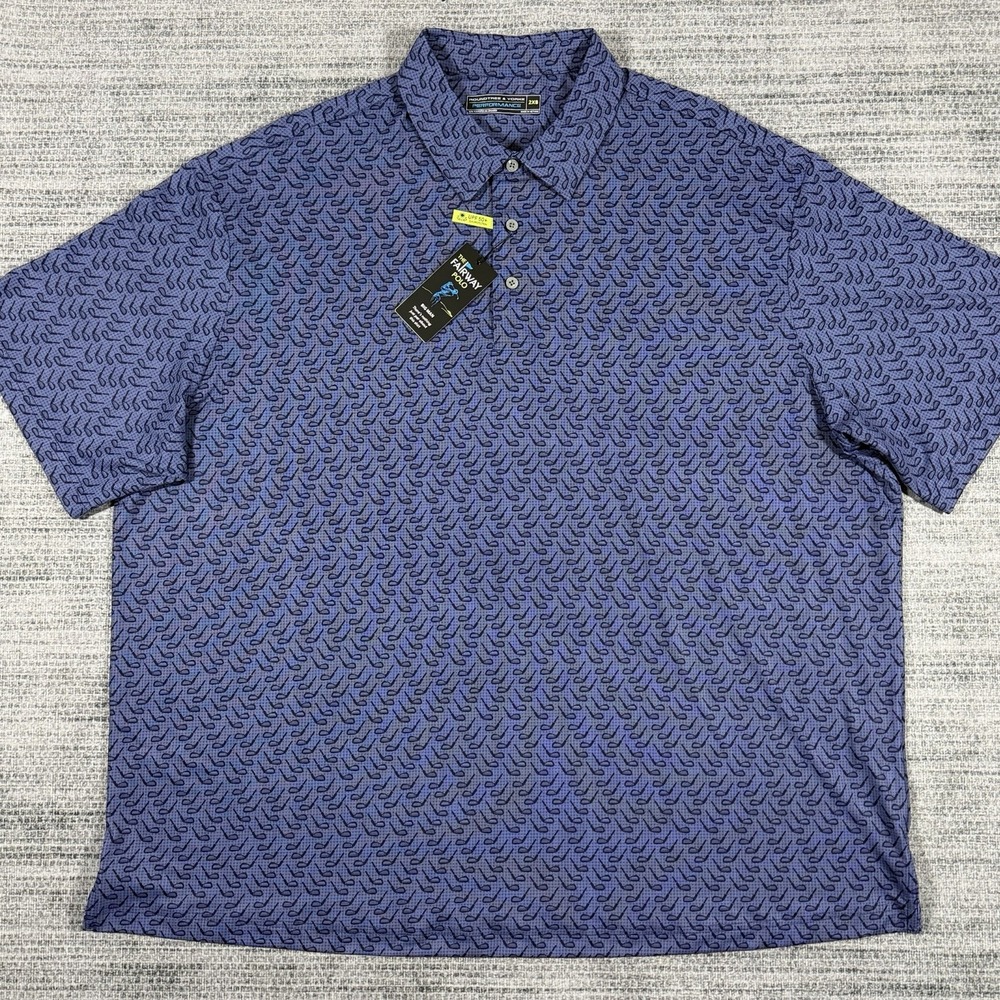 Roundtree & Yorke Performance Men's Size 2XB Golf Club Print Fairway Polo Shirt